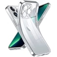 thumbnail image 1 of Crystal Clear Case for iPhone 13 Pro, [Not Yellowing] [Camera Protection] [Military Grade Drop Tested] Transparent Shockproof Protective Phone Case Soft Silicone Slim Cover, 6.1 inch, Silver, 1 of 16