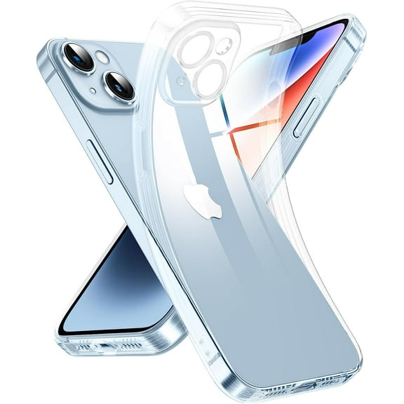 Crystal Clear Case for iPhone 14, [Not Yellowing] [Camera Protection] [Military Grade Drop Tested] Transparent Shockproof Protective Phone Case Soft Silicone Slim Cover, 6.1 inch, Transparente