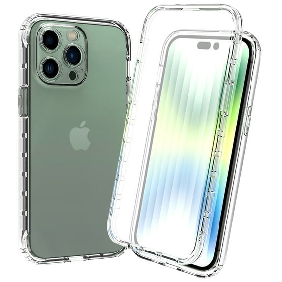 Crystal Clear Case for iPhone 14 Pro Max, Gradient Design with Built-in Screen Protector Shockproof Anti-Yellowing Case for iPhone 14 Pro Max, Military Grade Protection Phone Cover, Clear