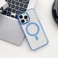 thumbnail image 1 of Crystal Clear Case for iPhone 14 Pro Max, Magnetic Cover Compatible with MagSafe Wireless Charging, Hybrid Rugged PC + TPU Dustproof Shockproof Lens Protection Case for iPhone 14 Pro Max,Clear/Blue, 1 of 10