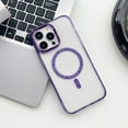 thumbnail image 1 of Crystal Clear Case for iPhone 14 Pro Max, Magnetic Cover Compatible with MagSafe Wireless Charging, Hybrid Rugged PC + TPU Dustproof Shockproof Lens Protection Case for iPhone 14 Pro Max,Clear/Purple, 1 of 10