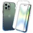 thumbnail image 1 of Crystal Clear Case for iPhone 14 Pro Max, [Not Yellowing] Gradient Phone Case with Built-in Screen Protector, Military Grade Drop Protection Shockproof Transparent Cover for iPhone 14 Pro Max, Blue, 1 of 6