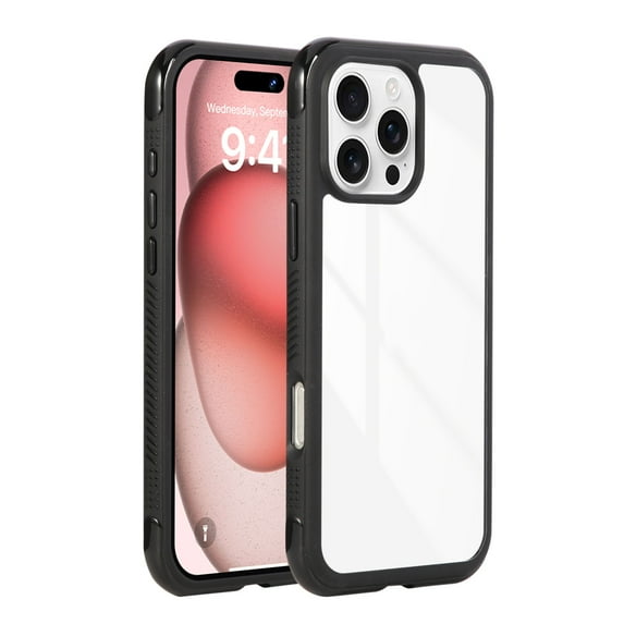 Crystal Clear Case for iPhone 14 Pro, Slim Thin Soft TPU Bumper & Hard PC Back Shockproof Anti-Fingerprint Anti-Yellow Scratch-Resistant Protective Phone Case for iPhone 14 Pro, Black