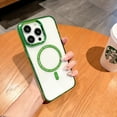 thumbnail image 1 of Crystal Clear Case for iPhone 15 Pro, Magnetic Cover Compatible with MagSafe Wireless Charging, Hybrid Rugged PC + TPU Dustproof Shockproof Lens Protection Case, Clear/Green, 1 of 8
