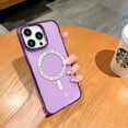 thumbnail image 1 of Crystal Clear Case for iPhone 15 Pro, Magnetic Cover Compatible with MagSafe Wireless Charging, Hybrid Rugged PC + TPU Dustproof Shockproof Lens Protection Case, Purple, 1 of 8