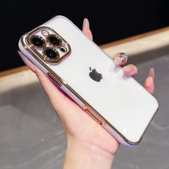 Crystal Clear Case for iPhone 15 Pro, Non-Yellowing Transparent Shockproof Plating Edge Bumper Phone Cover, Rugged Acrylic Anti-Scratch Clear Back Phone Case for iPhone 15 Pro, White