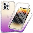 thumbnail image 1 of Crystal Clear Case for iPhone 15 Pro, [Not Yellowing] Gradient Phone Case with Built-in Screen Protector, Military Grade Drop Protection Shockproof Transparent Cover for iPhone 15 Pro, Purple, 1 of 6