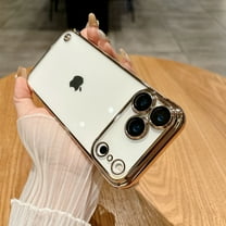 Crystal Clear Case for iPhone 16e with Lens Protector, Frameless Design Ultra Slim Lightweight Shockproof Anti-Scratch Drop Protective Transparent Phone Cover for iPhone 16e, Gold