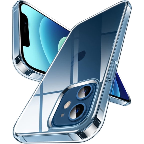 Crystal Clear Designed for iPhone 12 Mini Case, [Non-Yellowing] 15Ft Military Grade Shockproof Protective Cover Soft Silicone Slim Phone Case for iPhone 12 Mini 5.4", Clear Blue