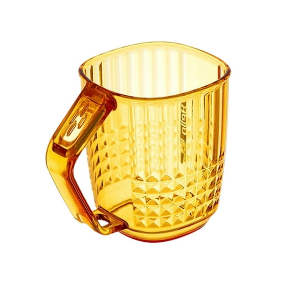 Crystal-Clear Toothbrush Cup Set - Imitation Glass Bathroom Organizer for Students/Couples, Elegant Gift (Transparent Plastic Orange)