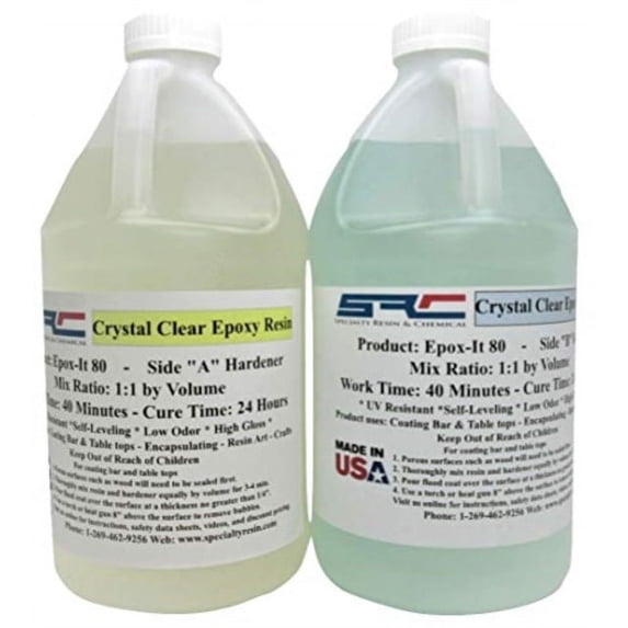 SPRESIN Epox-It 80 Clear Epoxy 1 Gallon Resin Kit, for Beginners and Experts Alike, Epoxy Coating Ideal for Bar Top, Countertop, Tabletop, Crystal Clear Formula for Jewelry Art, and Laminating