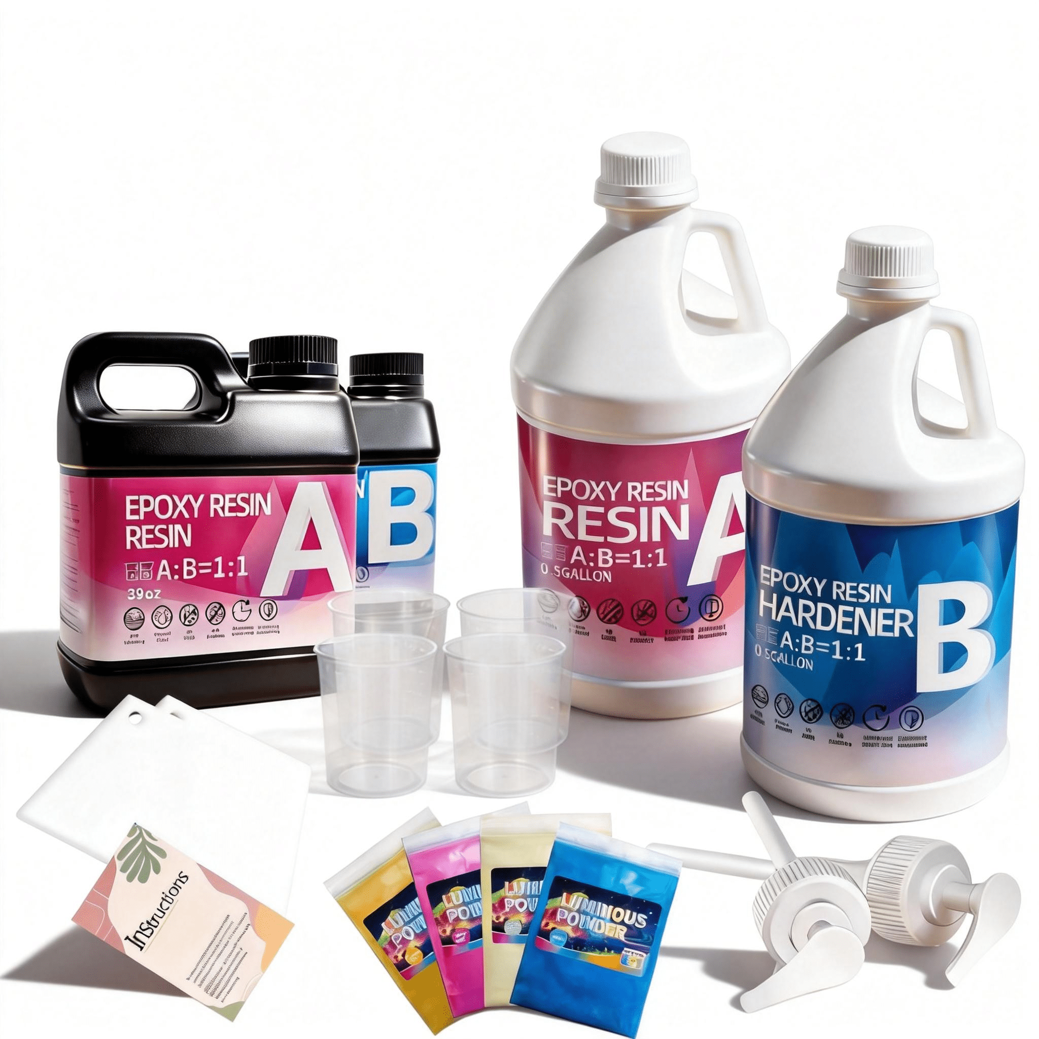 Crystal Clear Epoxy Resin Kit 1.6GAL - 1:1 Mixing Ratio, Bubble Free & Anti-Yellowing - High Gloss Casting & Coating Resin for Jewelry, River Tables, Bar Top, Countertops & Wood