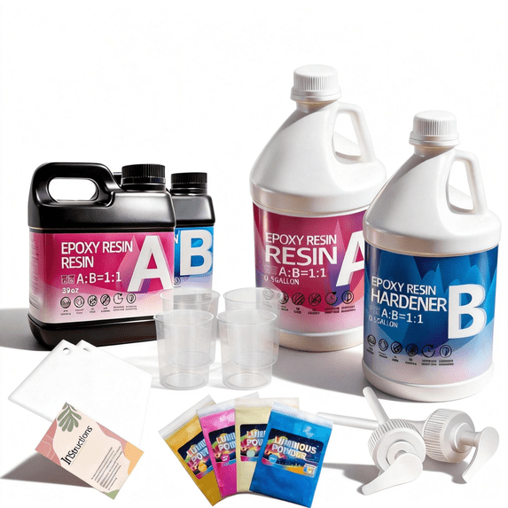 Crystal Clear Epoxy Resin Kit 1.6GAL - 1:1 Mixing Ratio, Bubble Free & Anti-Yellowing - High Gloss Casting & Coating Resin for Jewelry, River Tables, Bar Top, Countertops & Wood