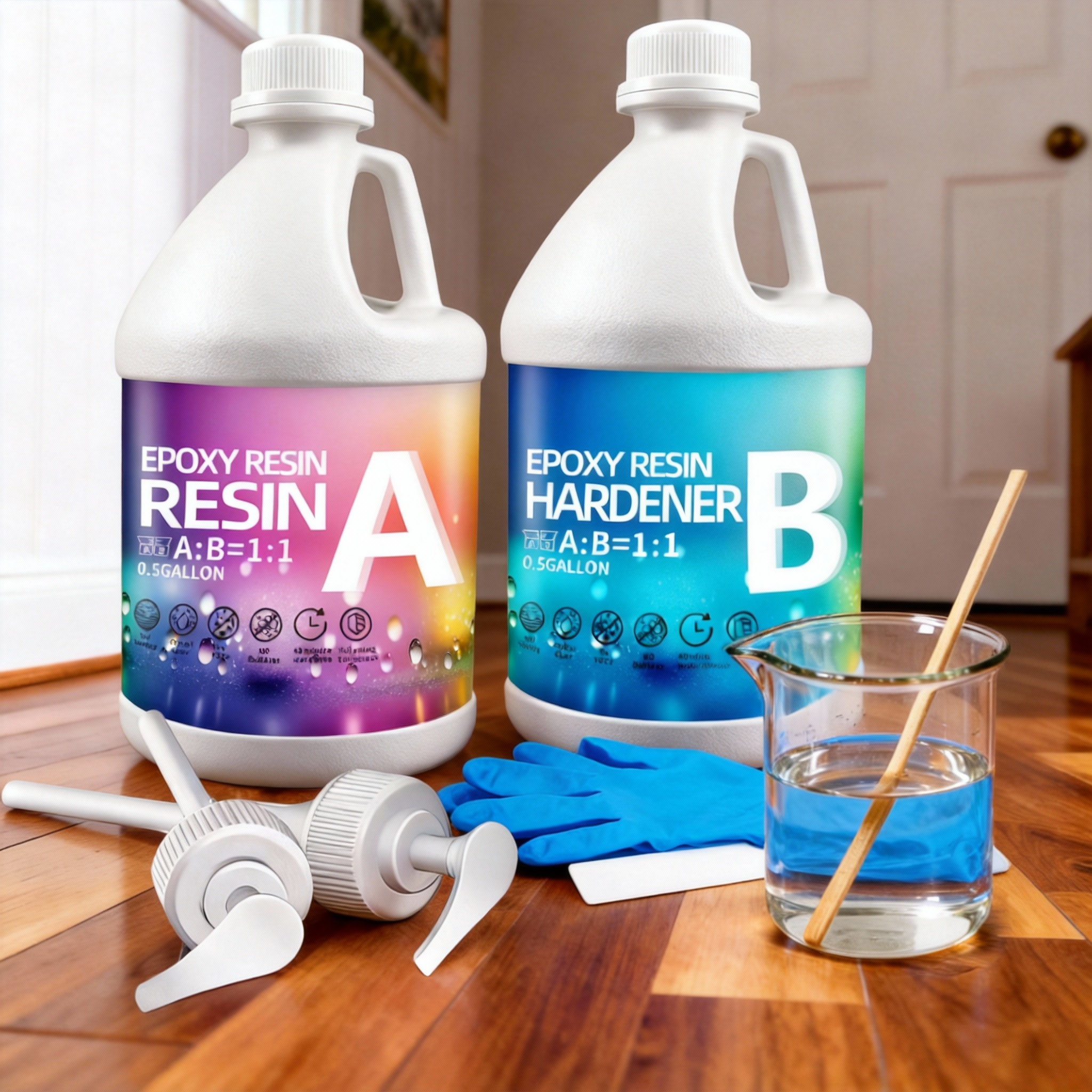 Crystal Clear Epoxy Resin Kit 1GAL - 1:1 Mixing Ratio, Bubble Free & Anti-Yellowing - High Gloss Casting & Coating Resin for Jewelry, River Tables, Bar Top, Countertops & Wood
