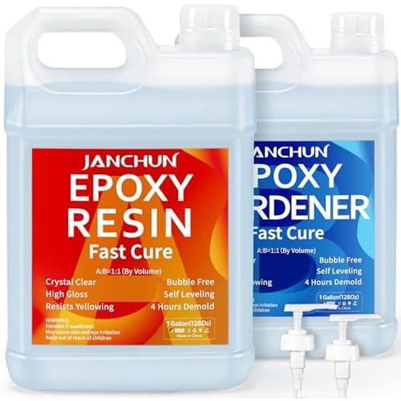 Crystal Clear Epoxy Resin Kit 2 Gallon, Bubble-Free, Anti-Yellowing, Self Leveling Easy Mix 1:1 Coating and Casting Resin for Table Top, Molds, Tumbler Crafts, Painting, Jewelry, DIY Gifts