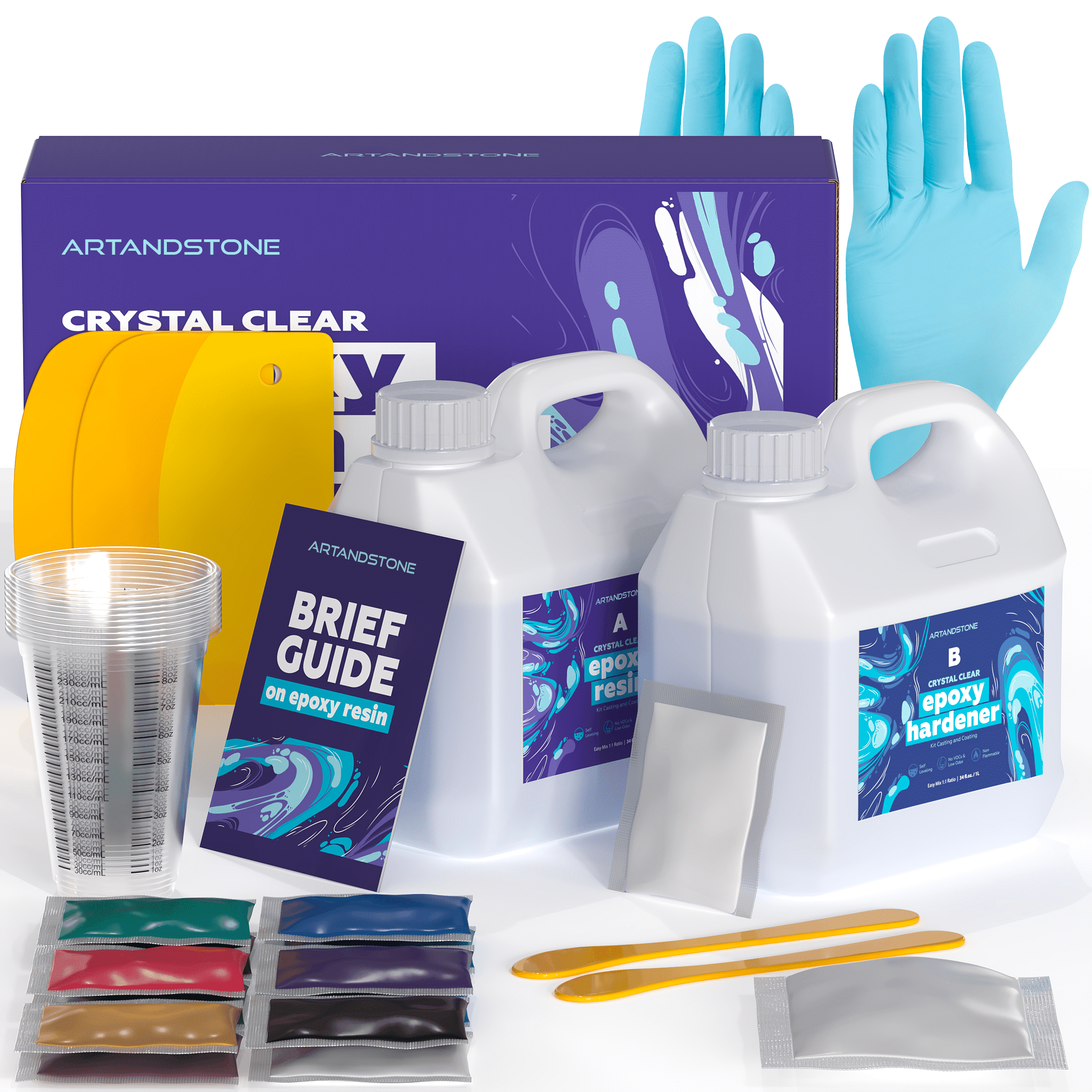 Crystal Clear Epoxy Resin Kit - 72 Oz (with Tools and mica powders)