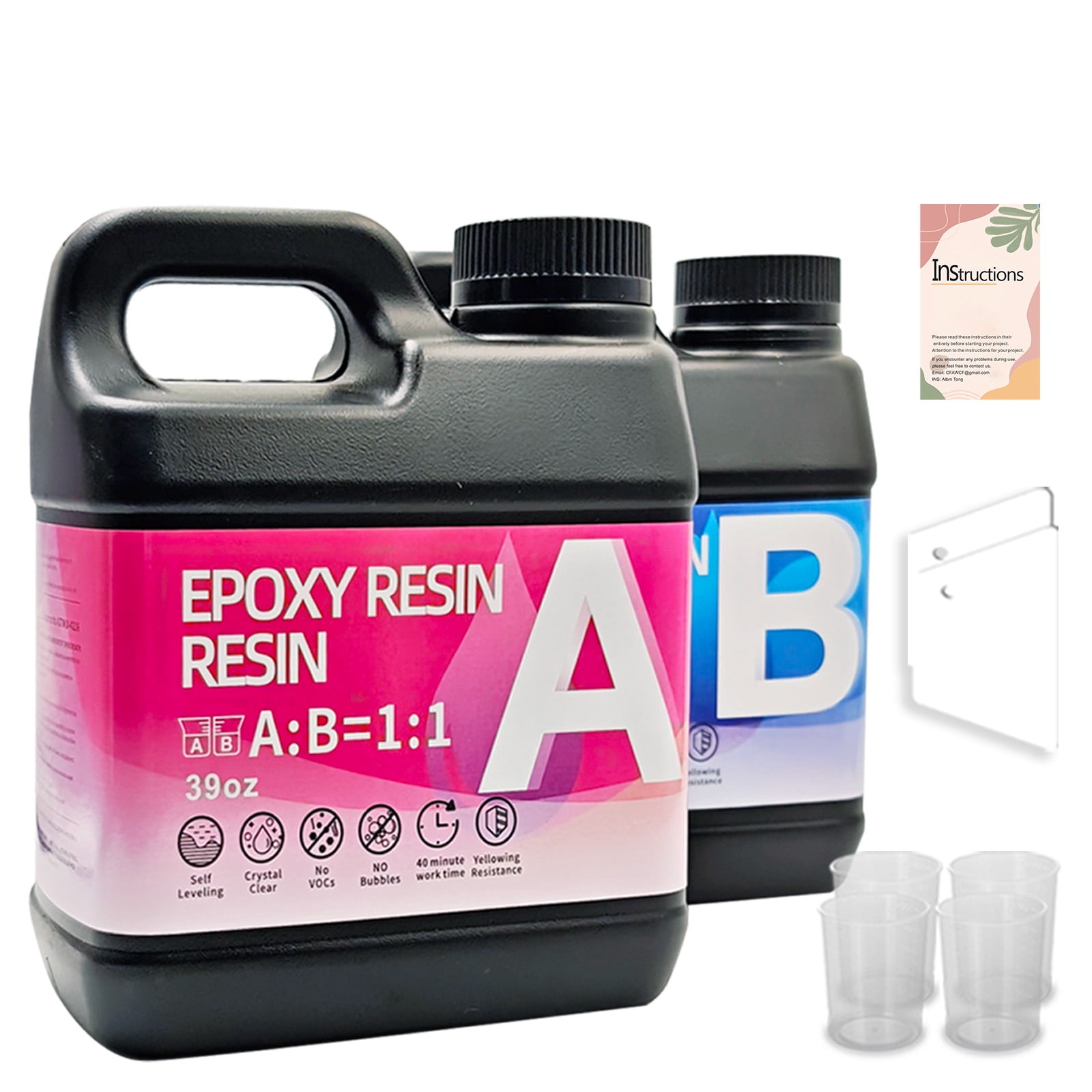 Crystal Clear Epoxy Resin Kit 78oz - 1:1 Mixing Ratio, Bubble Free & Anti-Yellowing - High Gloss Casting & Coating Resin for Jewelry, River Tables, Bar Top, Countertops & Wood