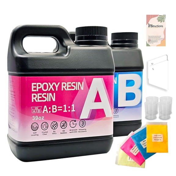 Crystal Clear Epoxy Resin Kit 78oz With luminous powder- 1:1 Mixing Ratio, Bubble Free & Anti-Yellowing - High Gloss Casting & Coating Resin for Jewelry, River Tables, Bar Top, Countertops & Wood