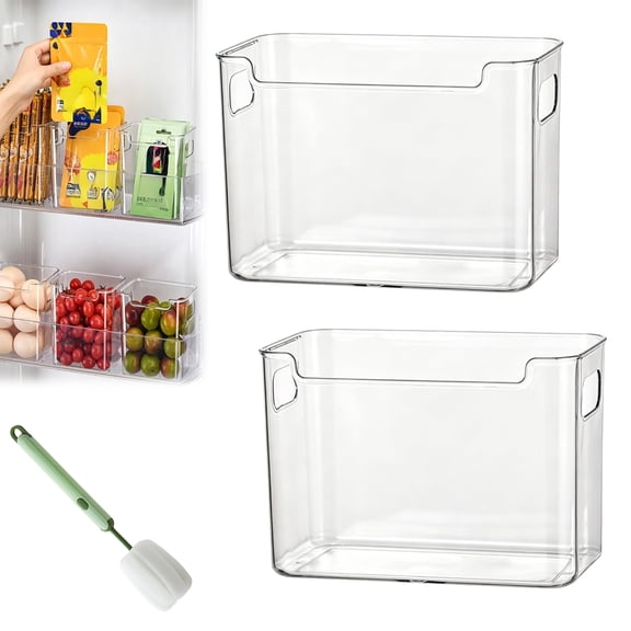 Crystal Clear Freezer Storage Bins,Clear Bins for Organizing,Kitchen Storage Ice Box with Handles,for Chest & Upright Freezer to Frozen Food,Meat,Veggies & Fruits