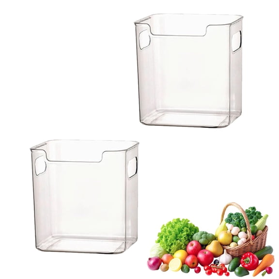 Crystal Clear Freezer Storage Bins, Cleard Plastic Bins for Refrigerator and Pantry, Stackable Kitchen Cabinet Organizer with Handles