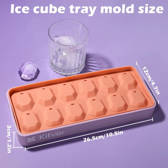 Crystal Clear Gem Ice Cube Trays with Leakproof Lids 12-Cube Set BPA Free