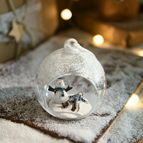Crystal Clear Glass Ball Christmas Ornament, Christmas Snow Globe, Snowy Globe Ornament, Hanging Christmas Ornament for Xmas Tree Home Table Office Decoration, 3.5 x 4.1 inch