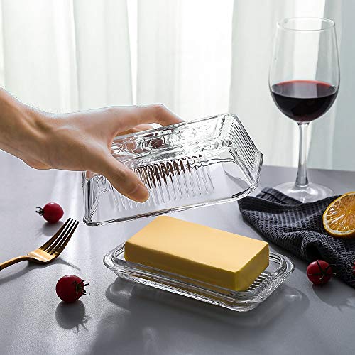 Crystal Clear Glass Butter Dishes With Covers,6.6" Length Classic 2