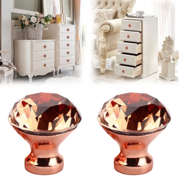Crystal Clear Glass Cabinet Drawer Pulls, Crystal Glass Cabinet Knobs, Diamond Shape Drawer Kitchen Cabinets Dresser Cupboard Wardrobe Pulls Handles, Ball-Shape Round Diamond Wardrobe Doorknob