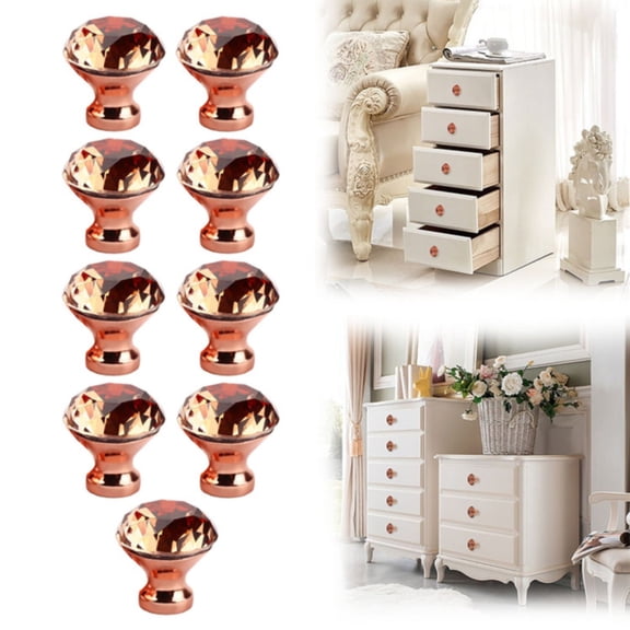 Crystal Clear Glass Cabinet Drawer Pulls, Crystal Glass Cabinet Knobs, Diamond Shape Drawer Kitchen Cabinets Dresser Cupboard Wardrobe Pulls Handles, Ball-Shape Round Diamond Wardrobe Doorknob