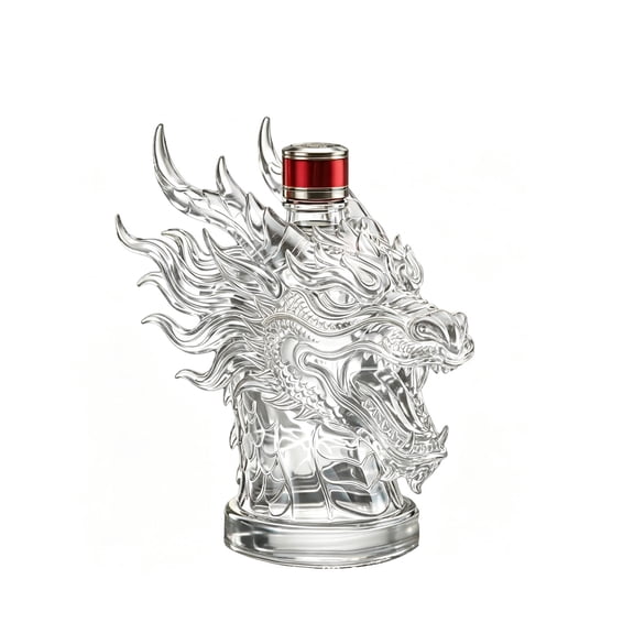 Crystal Clear Glass Liquor Decanter With Red Cap And Whiskey Bottle For Vodka Brandy Home Bar