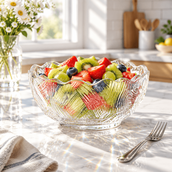 Crystal Clear Glass Trifle Bowl Compact 6.29" Serving Bowl for Desserts, Fruit, and Salads Suitable for Small Gatherings