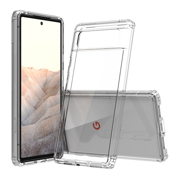 Crystal Clear for Google Pixel 6 Case, [Drop Protection] [Anti-Fingerprint] Acrylic Back with Non-Slip Soft TPU Edge, Shockproof Phone Case Cover for Google Pixel 6 Case, Clear