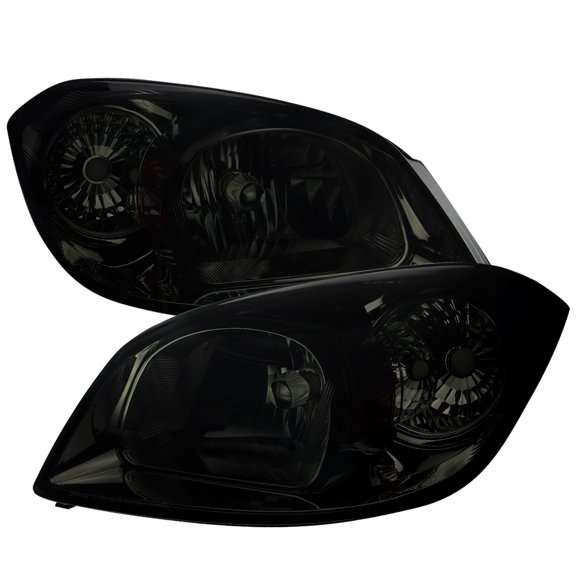 Crystal Clear Headlights w/ Amber Reflector (Chrome Housing/Smoke Lens) Made for and Compatible with 2005-2010 Chevrolet Cobalt Pontiac Pursuit/G5
