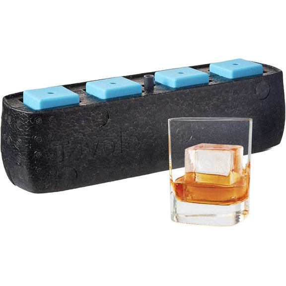 Crystal Clear Ice Cube Maker King Cube System for Perfectly Clear Ice Cubes for Whisky Bourbon Cocktails, Seamless 2 Inch Rocks Set of 4 Molds Creates Premium Craft Ice