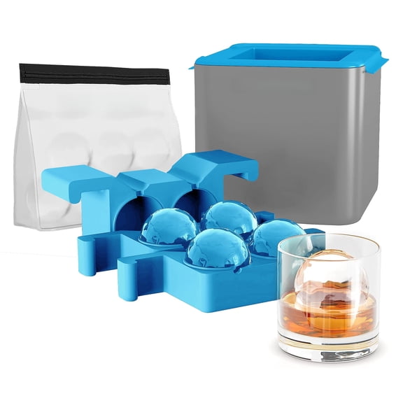 Crystal Clear Ice Sphere Maker With Storage Bag - 4 Large Spheres For  And Drinks Stackable Silicone Mold Slow-melting Bartender-quality