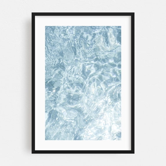 Crystal Clear - Italy Photography Abstract Water Waves Ocean Minimalist Coastal Nature Black Framed Wall Art Print 16 x 24 inches