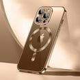 thumbnail image 1 of Crystal Clear Magnetic Case for iPhone 16 Pro Max,Luxury Plating Case Built-in Camera Lens Protector Compatible with MagSafe Slim Transparent Back Cover for iPhone 16 Pro Max,Titaniumgold, 1 of 8