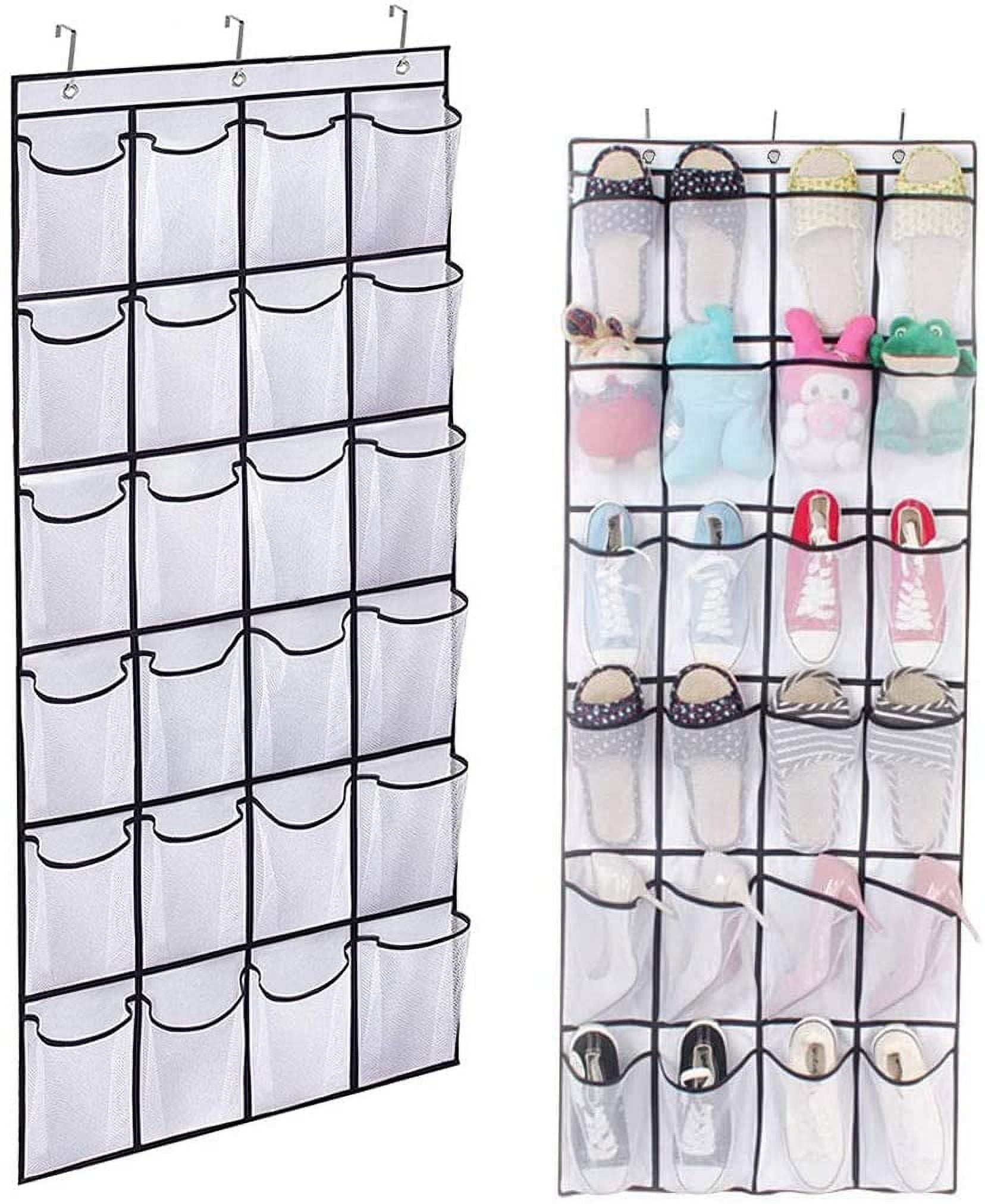 Over The Door Shoe Organizer, 24 Pockets Hanging Storage, 3 Hooks
