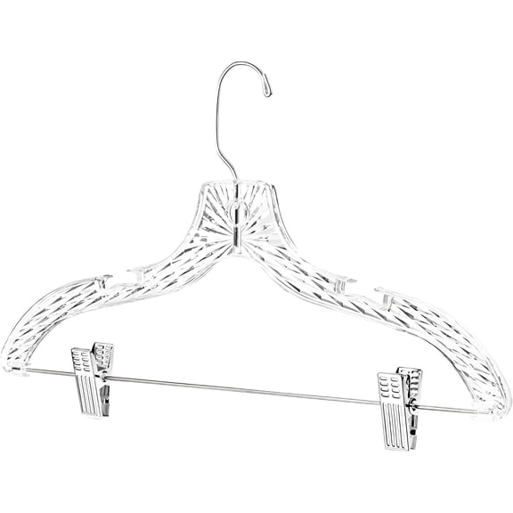 Crystal Clear Plastic Clip Hangers Set of 25 Heavy Duty for Dresses Shirts Pants Skirts