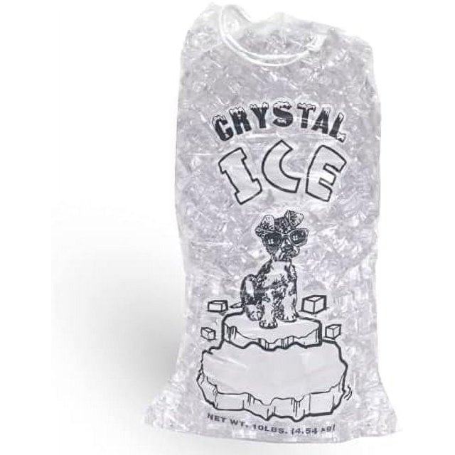 Crystal Clear Plastic Ice Bags 10 lb with Drawstring Closure Heavy