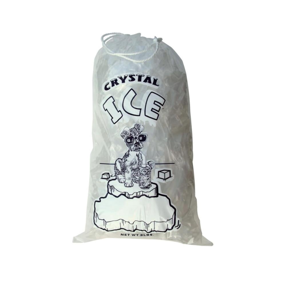 Crystal Clear Plastic Ice Bags 8 lb with Drawstring Closure Heavy Duty, PunctureResistant