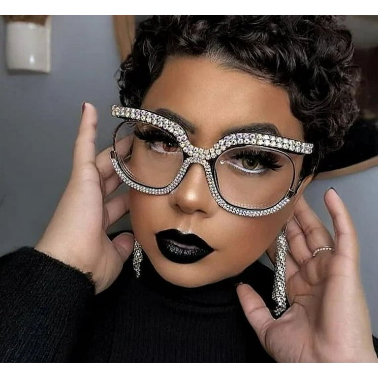 Crystal Clear Rhinestone Bling Glasses Trendy Eyewear Fashion Frames for a Stylish Look Walmart