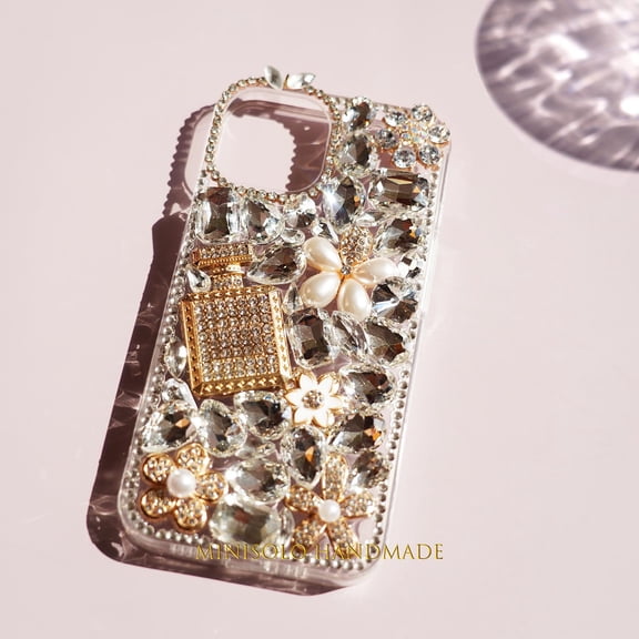 Crystal Clear Rhinestone Handmade Phone Case, Bling Sparkle Diamond, Customized Jeweled Phone Case for iPhone 14 15, Gifts for Women, Friends
