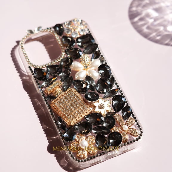 Crystal Clear Rhinestone Handmade Phone Case, Bling Sparkle Diamond, Customized Jeweled Phone Case for iPhone 14 15, Gifts for Women, Friends
