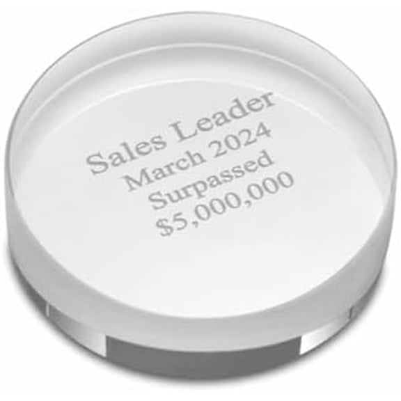 | Crystal Clear Round Paperweight with Custom Engraving$$Office