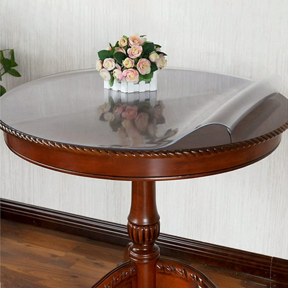 Crystal Clear Round Tablecover Vinyl Frosted Waterproof Protector 2mm Thick Plastic Matte PVC Table Cover Pad Desk Mat Circular Desk Chair Pad (Size : Dia.55 Inches/Diameter 140cm)