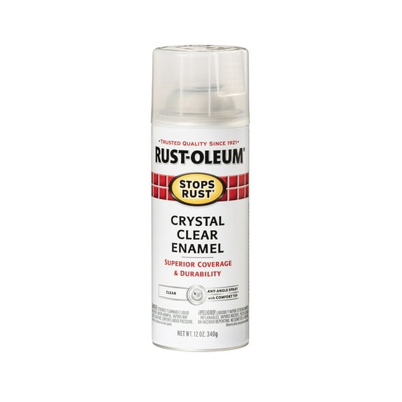 Crystal Clear, Rust-Oleum Stops Rust Protective Enamel Gloss Spray Paint-7701830, 12 oz