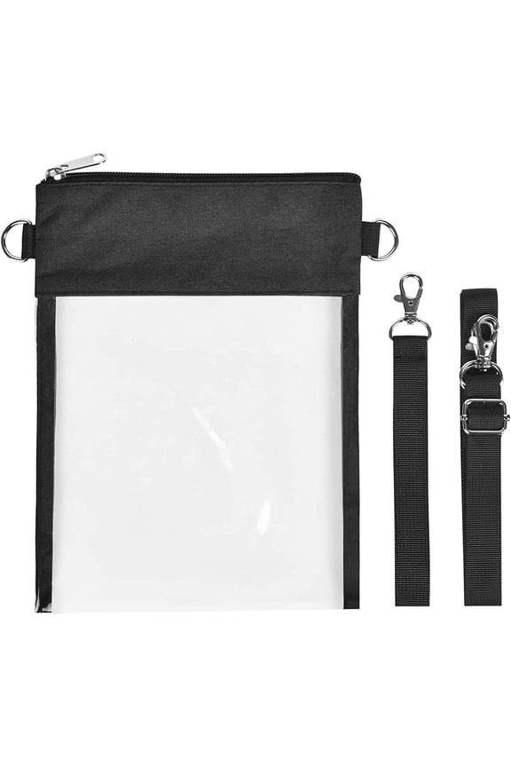Crystal Clear Stadium Bag, Adjustable Shoulder Strap & Wristlet for Seamless Security Checks, Completely Transparent Crossbody Purse for Concerts, Sports & Travel (9.6" X