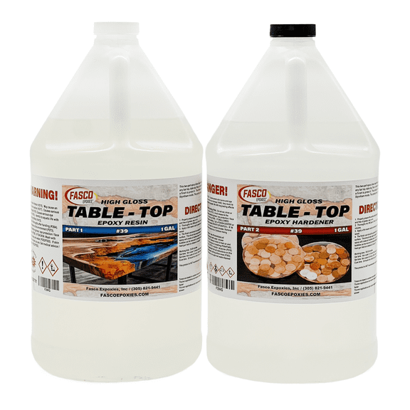 Crystal Clear Table Top & Bar Top UV Resistant Epoxy Coating - 2 gallon kit