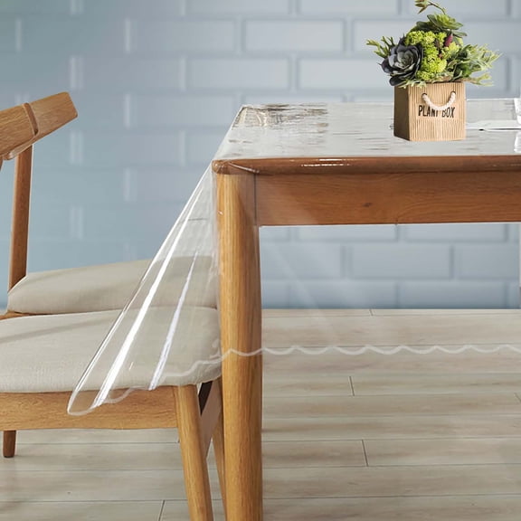 Crystal Clear Tablecloth Protector 0.38 MM Thick Durable Easy to Clean 54x72 Inch Plastic Table Cover 100% Waterproof Oil Proof Tablecloth for Dining Room Rectangle Tables